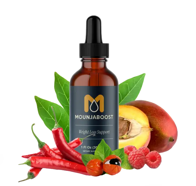 MounjaBoost natural weight loss supplement bottle on display